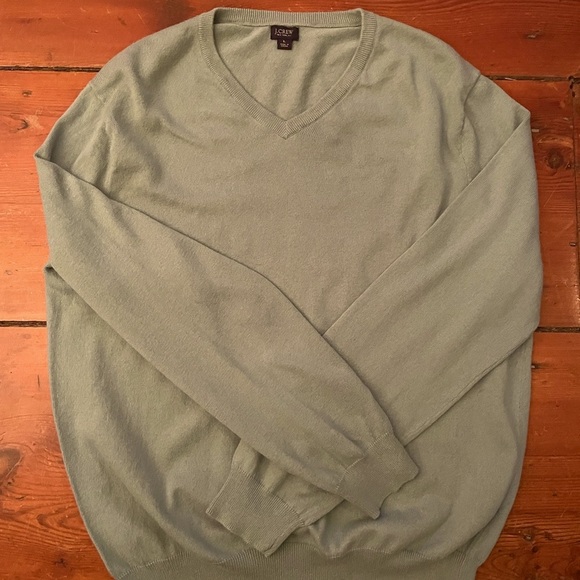 J. Crew cashmere & cotton sea foam v-neck large - Picture 5 of 8